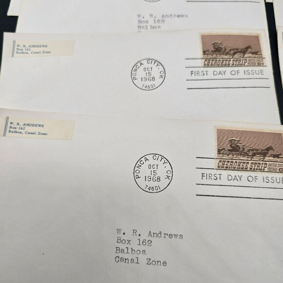 1968 Cherokee Strip First Day Of Issue Envelopes and Stamps Lot of 10 LI3010 - Picture 2 of 7